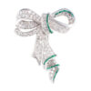 Broche lazada Art Decó de diamantes y esmeraldas