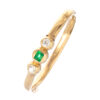 Pulsera rígida oro esmeralda y dos diamantes