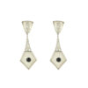 Pendientes de oro blanco con cristal de roca, diamantes y ónix