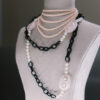 Collar de perlas, cuarzo rosa y seda - Imagen 4