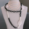 Collar de perlas, cuarzo rosa y seda - Imagen 3