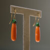 Pendientes oro con  coral y esmalte