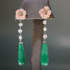 Pendientes de oro blanco montados con coral, jade, perlas y diamantes - Imagen 3