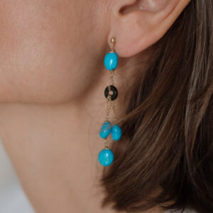 Pendientes de oro con turquesa y onix