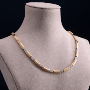 Gargantilla de oro y oro blanco con circonitas